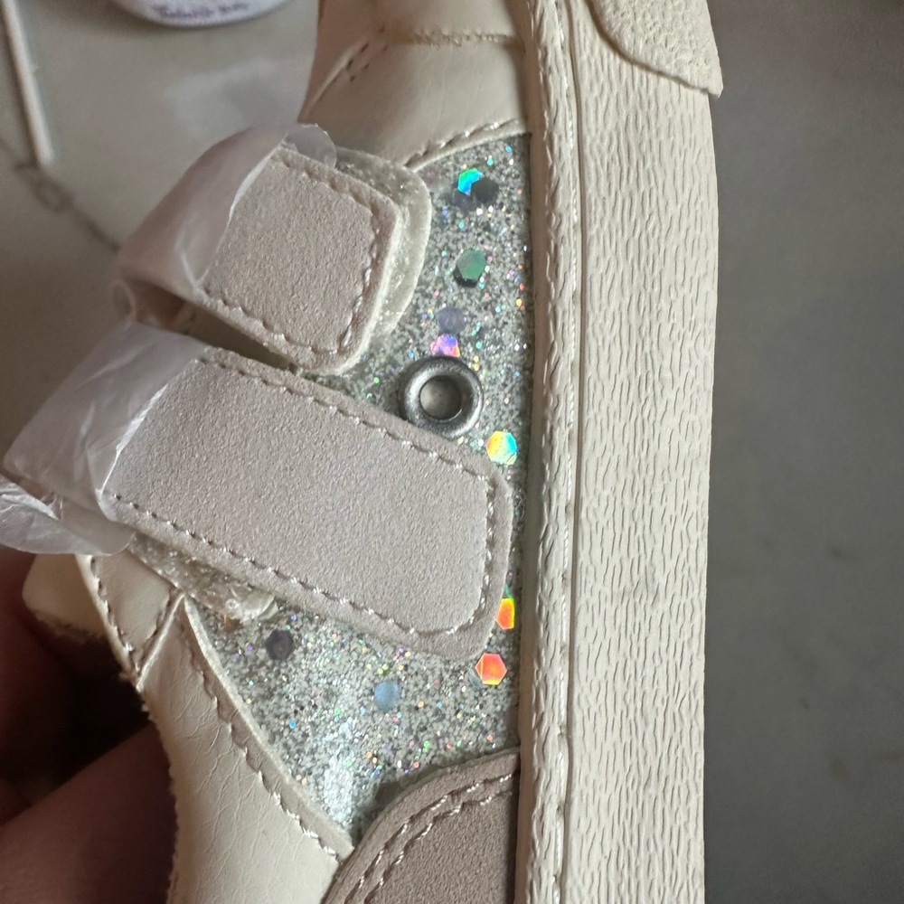 Zara Kids Cream Sneakers girl glitter bling velcro
